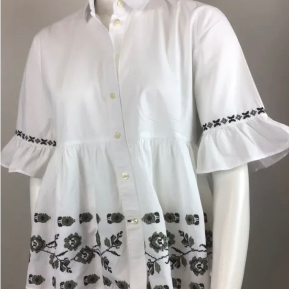 Kate Spade Broom Street embroidered white top